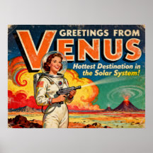 Groeten uit het Venus Retro Sci-Fi Poster