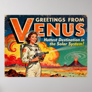 Groeten uit het Venus Retro Sci-Fi Poster