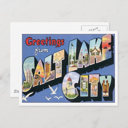Groeten uit het zout Lake City Utah Briefkaart (Voorkant / Achterkant)