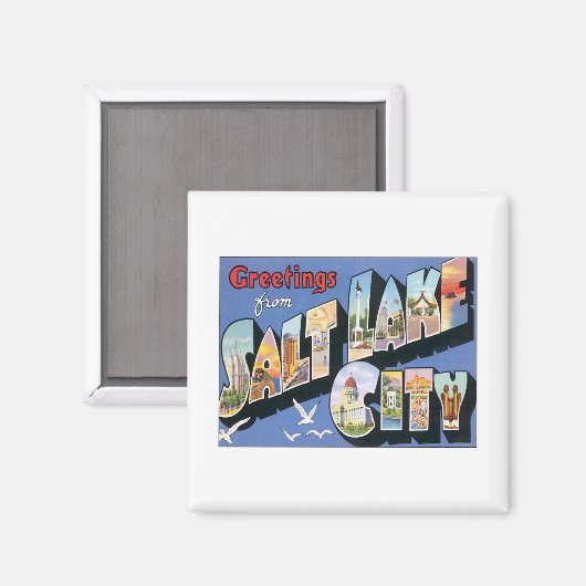 Groeten uit het zout Lake City Utah Magneet (Voorkant / Achterkant)
