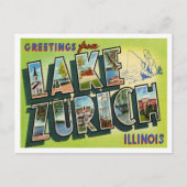 Groeten uit het Zurich-meer, Illinois Travel Briefkaart (Voorkant)