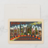 Groeten uit Hollywood Briefkaart, Linen Briefkaart (Voorkant / Achterkant)