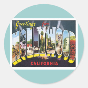 Groeten uit Hollywood California Ronde Sticker