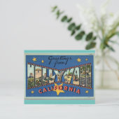 Groeten uit Hollywood California vintage-reizen Briefkaart (Staand voorkant)