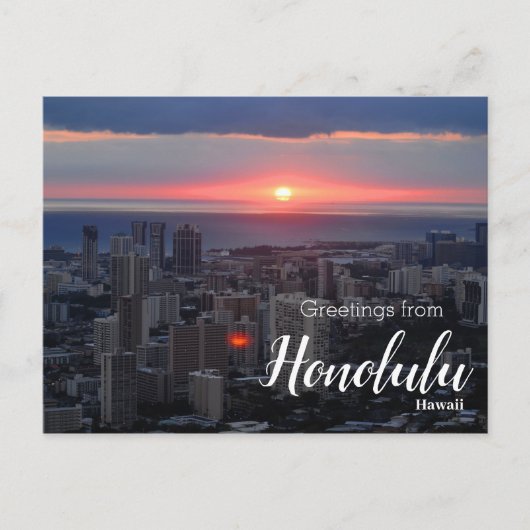 Groeten uit Honolulu Hawaii Zonsondergang Ansichtk Briefkaart (Voorkant)