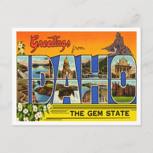 Groeten uit Idaho, de Gem-staatsreis Briefkaart (Voorkant)