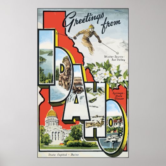 Groeten uit Idaho, Vintage Poster (Voorkant)