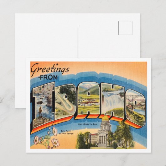 Groeten uit Idaho Vintage Travel Briefkaart (Voorkant / Achterkant)