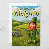 Groeten uit Ierland Leprechaun Feestdagenkaart (Voorkant / Achterkant)