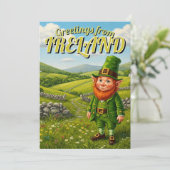 Groeten uit Ierland Leprechaun Feestdagenkaart (Staand voorkant)