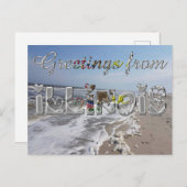 Groeten uit Illinois State Flag Hearts USA Briefkaart (Voorkant / Achterkant)