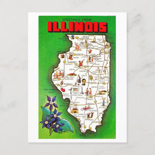 Groeten uit Illinois Vintage Kaart