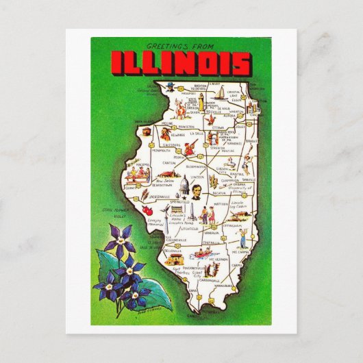 Groeten uit Illinois Vintage Kaart (Voorkant)