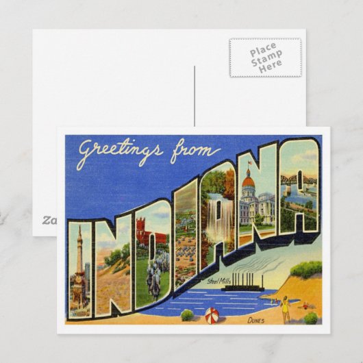 Groeten uit Indiana Briefkaart (Voorkant / Achterkant)