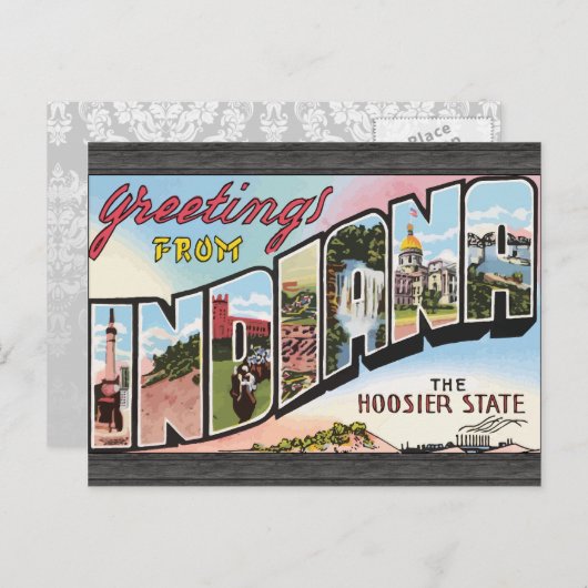 Groeten uit Indiana de Hosier State,  Briefkaart (Voorkant / Achterkant)