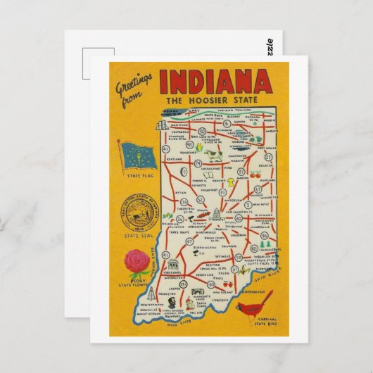 Groeten uit Indiana  Kaart Briefkaart (Voorkant / Achterkant)