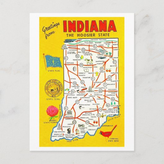 Groeten uit Indiana Kaart Briefkaart (Voorkant)