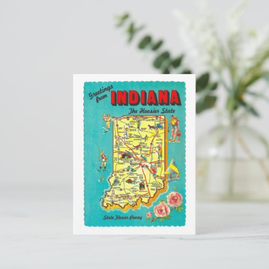  Groeten uit Indiana Kaart Briefkaart (Staand voorkant)