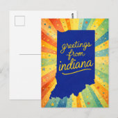 Groeten uit Indiana Kleurrijk Briefkaart (Voorkant / Achterkant)