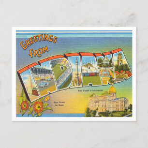 Groeten uit Indiana Vintage Travel Briefkaart