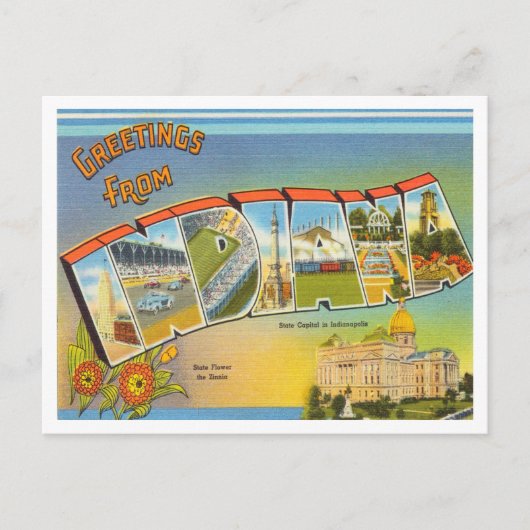 Groeten uit Indiana Vintage Travel Briefkaart (Voorkant)