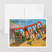 Groeten uit Indiana Vintage Travel Briefkaart (Voorkant / Achterkant)