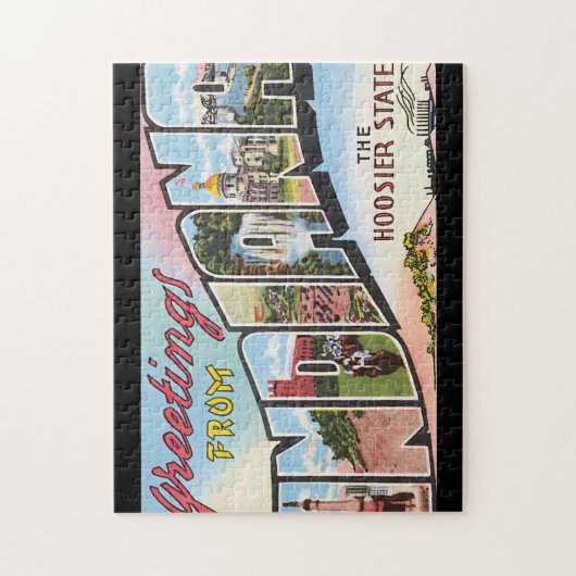 Groeten uit Indiana_Vintage Travel Poster Legpuzzel (Verticaal)