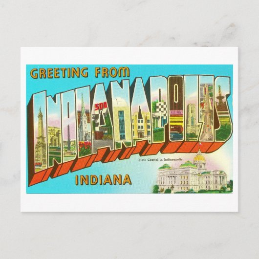 Groeten uit Indianapolis grote letter Briefkaart (Voorkant)