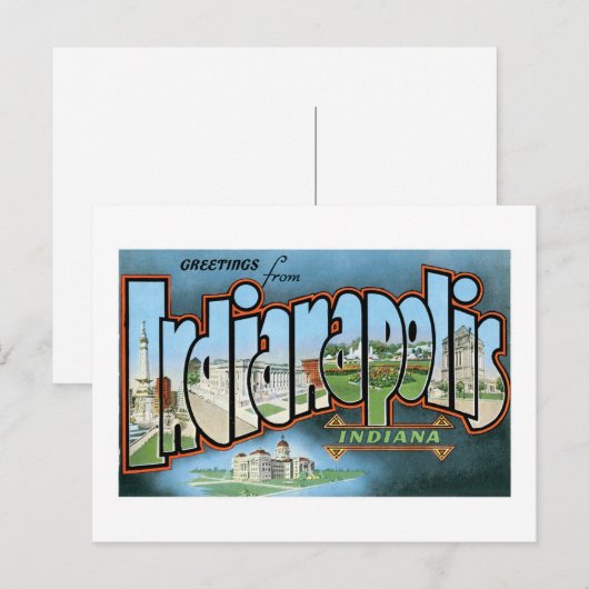 Groeten uit Indianapolis, Indiana! Briefkaart (Voorkant / Achterkant)