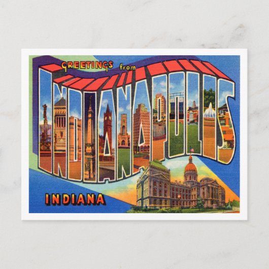 Groeten uit Indianapolis, Indiana Travel Briefkaart (Voorkant)
