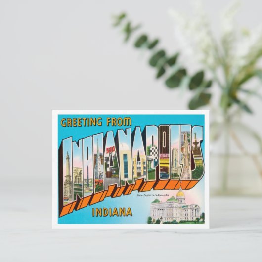 Groeten uit Indianapolis, Indiana Travel Briefkaart (Staand voorkant)