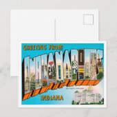 Groeten uit Indianapolis, Indiana Travel Briefkaart (Voorkant / Achterkant)