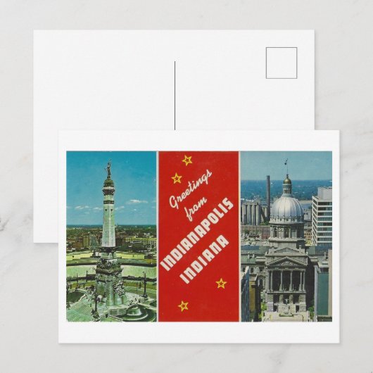 Groeten uit Indianapolis, Indiana Vintage Briefkaart (Voorkant / Achterkant)