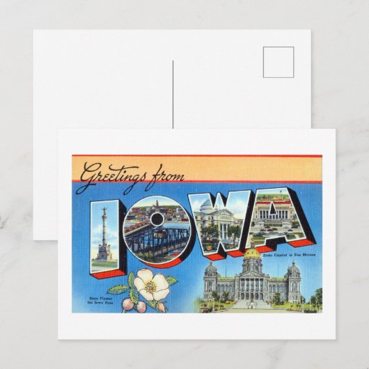 groeten uit Iowa reisposter Briefkaart (Voorkant / Achterkant)