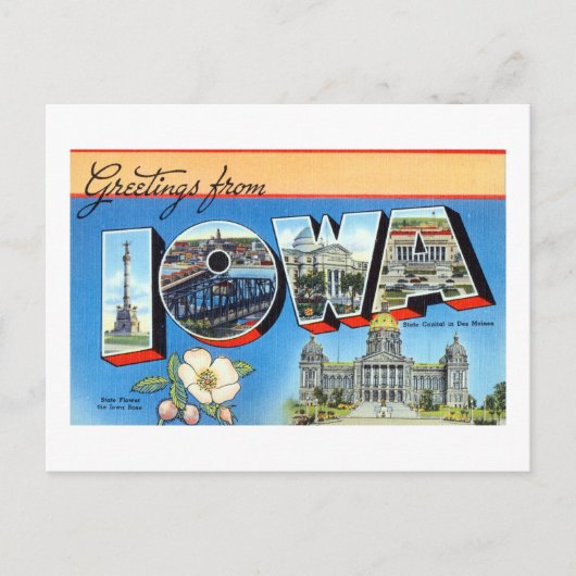 groeten uit Iowa reisposter Briefkaart (Voorkant)