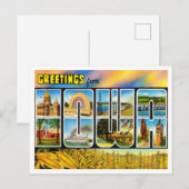 Groeten uit Iowa Vintage Travel Briefkaart (Voorkant / Achterkant)
