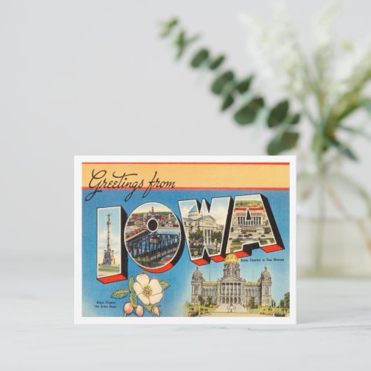 Groeten uit Iowa Vintage Travel Briefkaart (Staand voorkant)