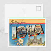 Groeten uit Iowa Vintage Travel Briefkaart (Voorkant / Achterkant)