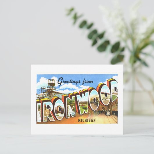 groeten uit Ironwood, Michigan, Briefkaart (Staand voorkant)