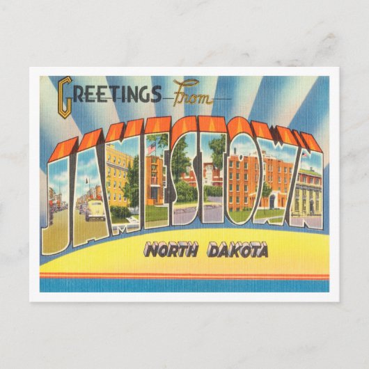 Groeten uit Jamestown, North Dakota Travel Briefkaart (Voorkant)