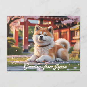 "Groeten uit Japan" Akita Inu Briefkaart