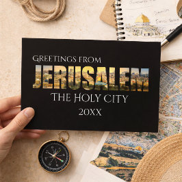 Groeten uit Jeruzalem Heilige Stad Vintage Reizen Briefkaart