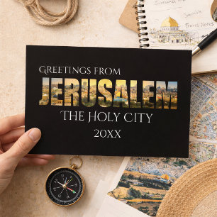 Groeten uit Jeruzalem Heilige Stad Vintage Reizen Briefkaart