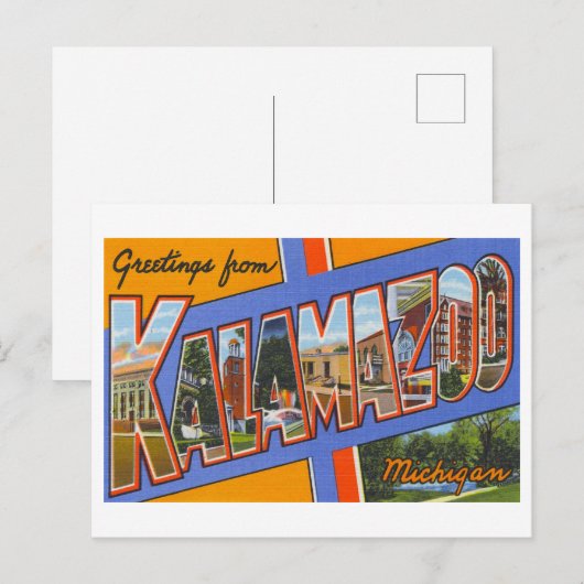  groeten uit Kalamazoo, Michigan Briefkaart (Voorkant / Achterkant)
