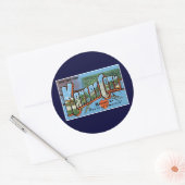 Groeten uit Kansas City! Ronde Sticker (Envelop)