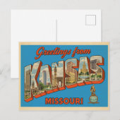 Groeten uit Kansas City, Vintage van Missouri Briefkaart (Voorkant / Achterkant)