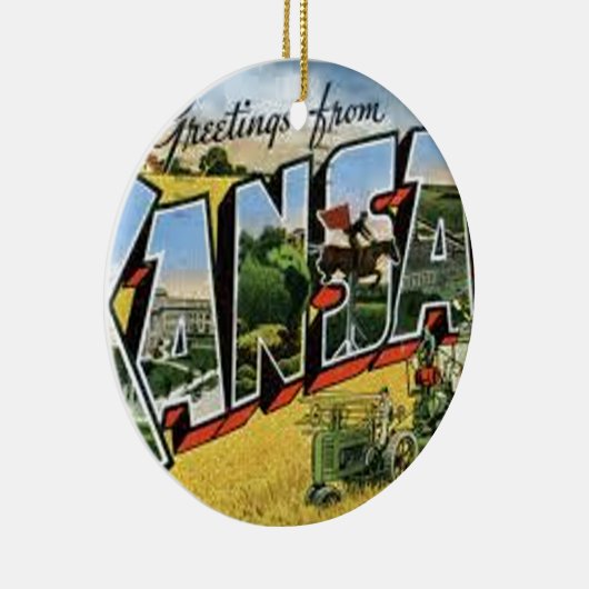 Groeten uit Kansas Keramisch Ornament (Rechts)