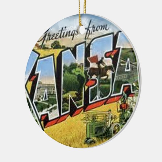 Groeten uit Kansas Keramisch Ornament (Links)