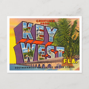 Groeten uit Key West, Florida Vintage Travel Briefkaart