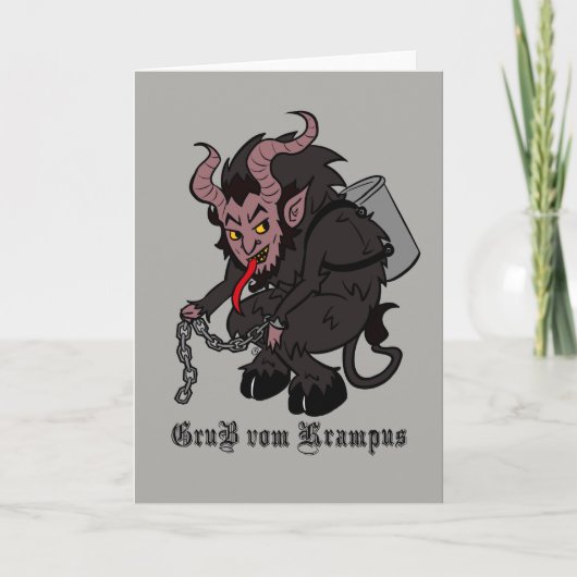 Groeten uit Krampus in Bruin Feestdagen Kaart (Voorkant)